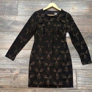 Vince Camuto *Brand New* Long Sleeve Black Shimmer Dress